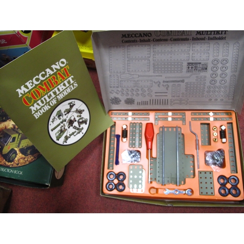 518 - Five Boxed Meccano Sets, comprising of Army multi kit, 100 parts set, Combat multi kit, Highway mult... 