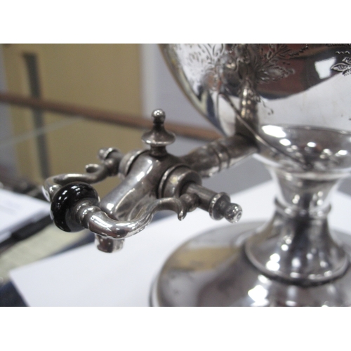 1326 - A Victorian silver Plated Table Samovar, with a finial top, chased and engraved decoration, on a cir... 