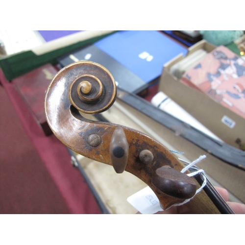 1420 - Violin Circa 1900, with one piece back, together with bow, in case.