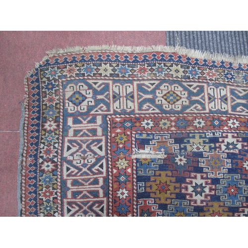 1539 - A Middle Eastern Wool Runner, with allover geometric motifs, on blue centre ground approximately 300... 