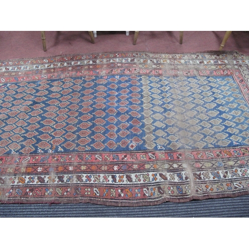 1539 - A Middle Eastern Wool Runner, with allover geometric motifs, on blue centre ground approximately 300... 