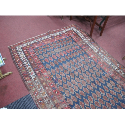 1539 - A Middle Eastern Wool Runner, with allover geometric motifs, on blue centre ground approximately 300... 