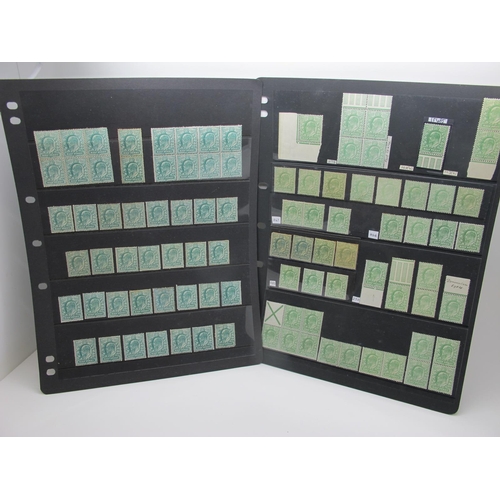 245 - G.B King EDVII ½d Green Collection, on five stock sheets, includes examples from various printers, w... 