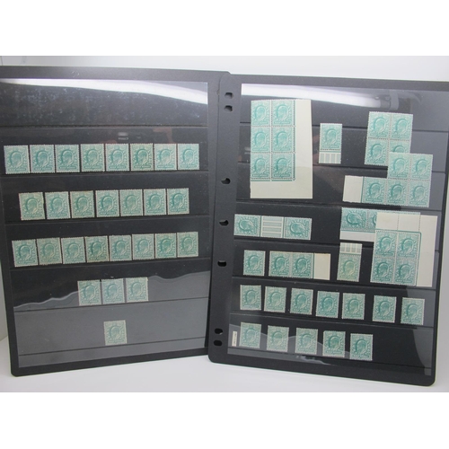 245 - G.B King EDVII ½d Green Collection, on five stock sheets, includes examples from various printers, w... 