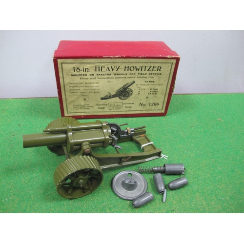 678 - A Britains Mid XX Century 18inches Heavy Howitzer, mounted on tractor wheels, olive finish. Appears ... 