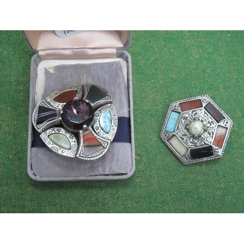 1304 - Scottish Style Hardstone Brooches, stamped Miracle/Britain x two.