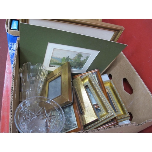 1010 - Picture Frames, original artwork, glass vases:- One Box