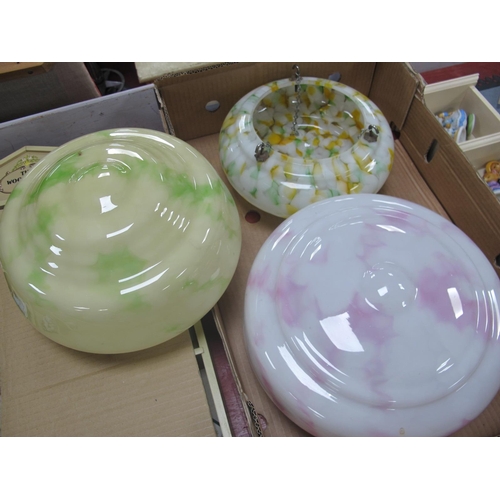 1065 - Three Vintage Glass Ceiling Lights:- One Box