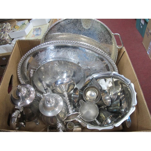 1073 - Ashberry Plated Tea Service, goblets, trays, other plated ware:- One Box