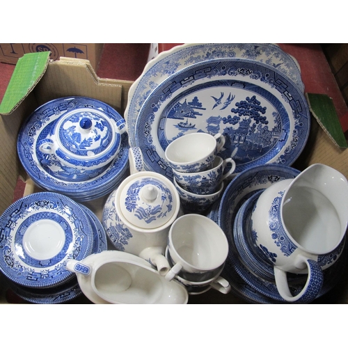 1079 - Willow Pattern, bowls, plates, cups-saucers:- One Box.