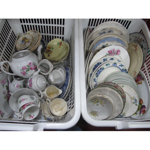 1088 - Czech Teapot, large quantity of plates, other ceramics:- Two Baskets.