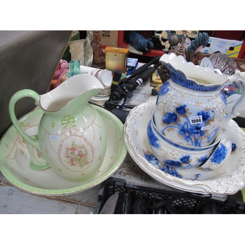 1094 - Edwardian 'Wren' Wash Jug, Bowl, Soap and Brush Holder, Isidore and others.