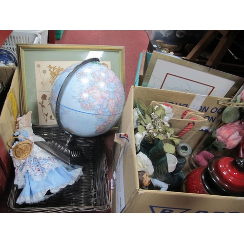 1136 - Terrestrial Globe, doll, prints, etc:- Two Boxes.