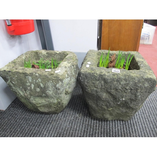 1163 - A XIX Century Pair of Stone Planters, 32cm high.