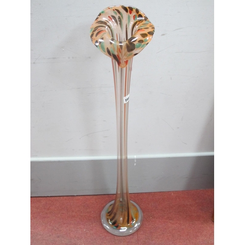 1185 - Glass Spill Vase Floor Standing, 84cm high, coloured streaks at top and down stem, 82cm