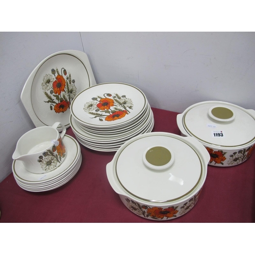 1193 - Meakin 'Studio Poppy' Dinner Service, of twenty three pieces, including two tureens.