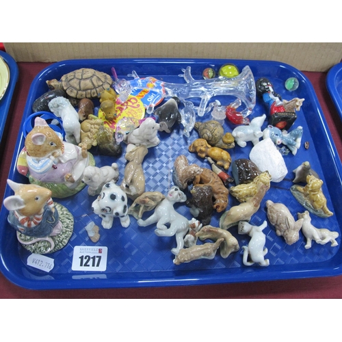 1217 - Doulton 'Mr Toadflax' and 'Wilfred Toadflax' Figures, Wade Whimsies, Disney noted, etc:- One Tray