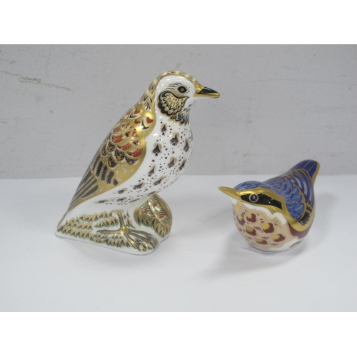 1227 - Royal Crown Derby Paperweight 'Song Thrush', with a gold stopper, together with one other Royal Crow... 