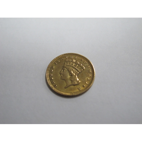 1307 - Gold One Dollar Coin, 1.67grams, 15mm dia, reeded edge minted in Philadelphia, designer James B Long... 