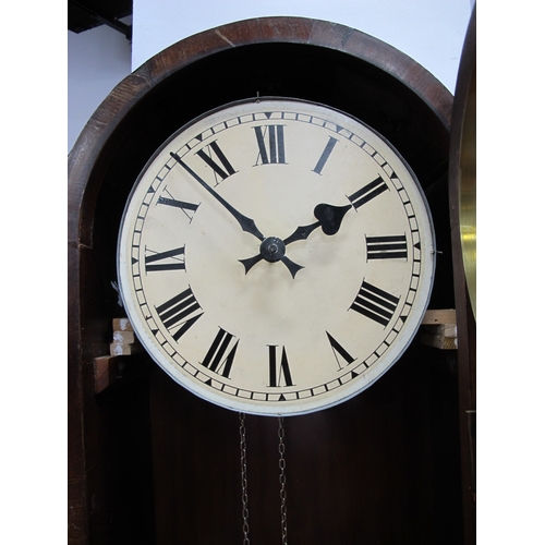 1614 - A XIX Century and Later Mahogany Longcase Clock, with a white dial, arched glass door, crossbanded b... 