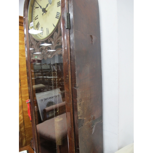 1614 - A XIX Century and Later Mahogany Longcase Clock, with a white dial, arched glass door, crossbanded b... 