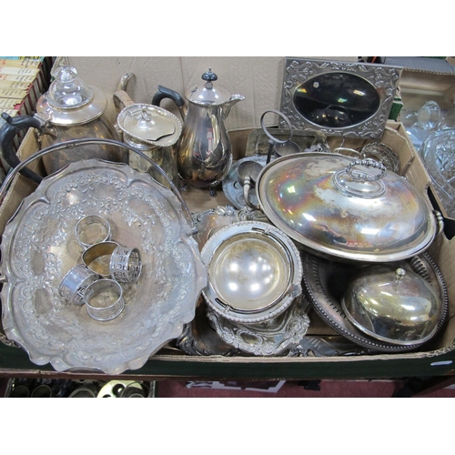 1119 - A Plated Basket, tureen, napkin rings, jug etc:- One Box.