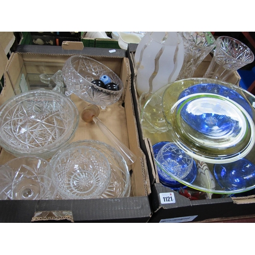 1121 - Cut Glass Bowls, vases, model fish, etc:- Two Boxes.