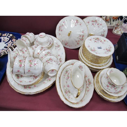 1191 - Paragon 'Victoriana Rose' Dinnerware, including two oval meat plates, vegetable dish, etc, over sixt... 