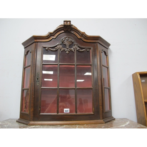 1601 - A Dutch Wall Hanging Display Cabinet, 67cm wide.