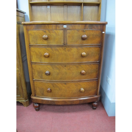 1603 - A XIX Century Mahogany Bow Fronted Chest of Drawers, with two short drawers, three long drawers, on ... 