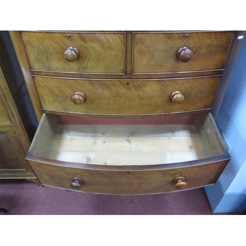 1603 - A XIX Century Mahogany Bow Fronted Chest of Drawers, with two short drawers, three long drawers, on ... 