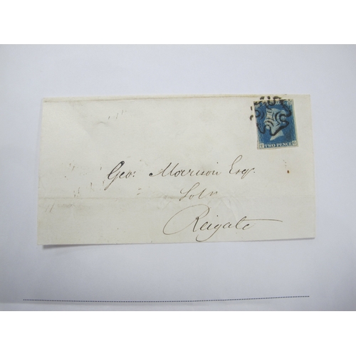 271 - A 1840 Pale Blue Plate One,  tied to a part wrapper by a crisp Black Maltese Cross, letters T, G wit... 