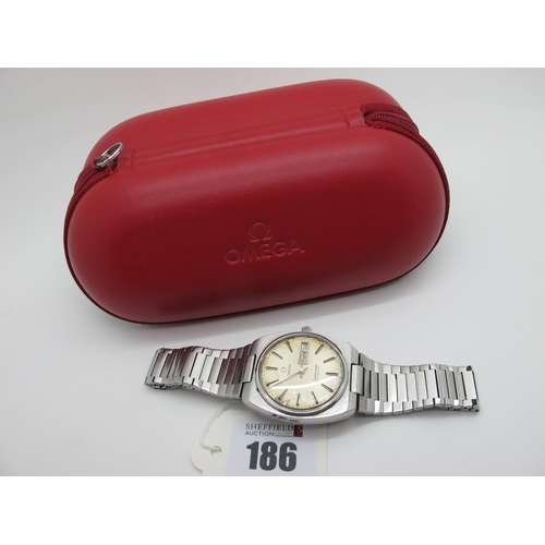 186 - Omega; A Seamaster Automatic Gent's Wristwatch, the signed dial with line markers, centre seconds an... 