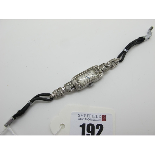 192 - A Hallmarked Silver Cased Art Deco Cocktail Ladies Wristwatch, the colourless paste inset case beari... 