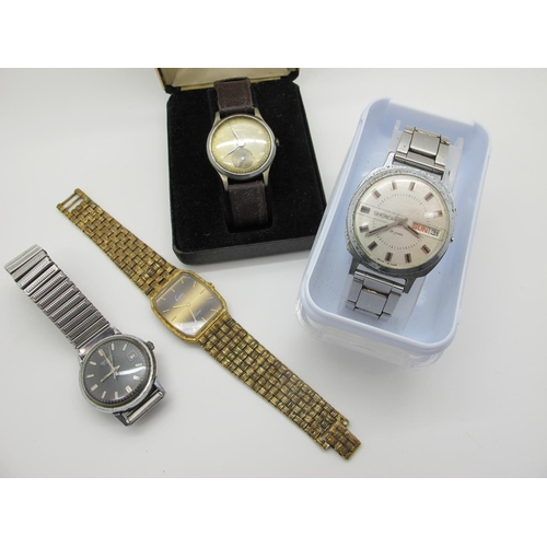 193 - Sekonda Black Dial Military Style Wristwatch, on expanding bracelet; Yeoman vintage gent's wristwatc... 