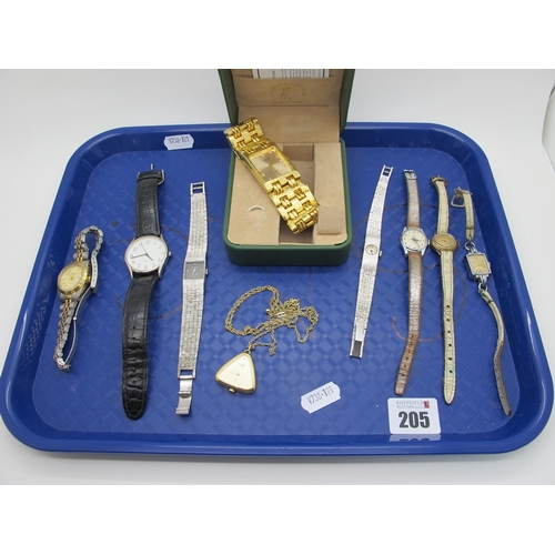 205 - A Small Selection of Vintage and Later Ladies and Gent's Wristwatches, including Timex, Geneva, Accu... 
