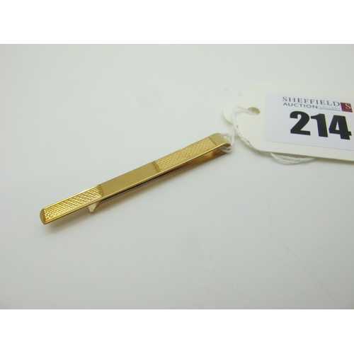 214 - A 9ct Gold Tie Slide, with engine turned decoration (3grams).