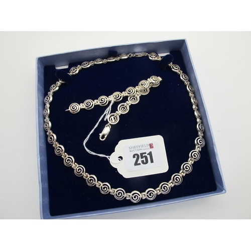 251 - A Modern Necklace, of geometric design, stamped 