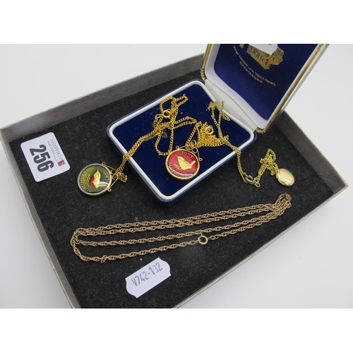 256 - A Fancy Link Chain, (7.5grams); together with a small selection of gilt coloured pendants on chains,... 