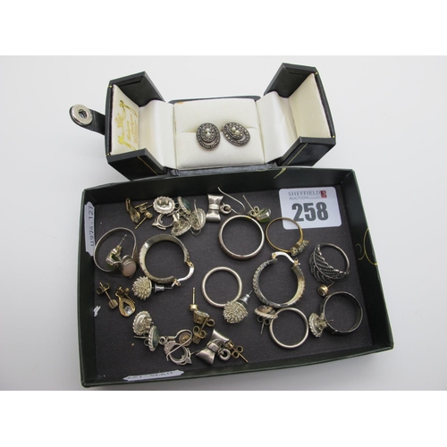 258 - 925 and Other Earrings, dress rings.