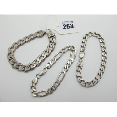 263 - A Chunky Solid Curb Link Bracelet, (lacking clasp) stamped 