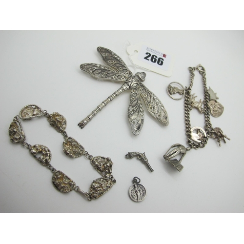 266 - A Curb Link Bracelet, suspending novelty 