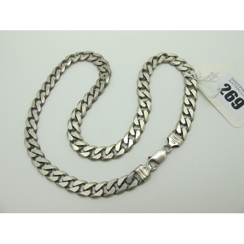269 - A Solid Flat Curb Link Chain, stamped 