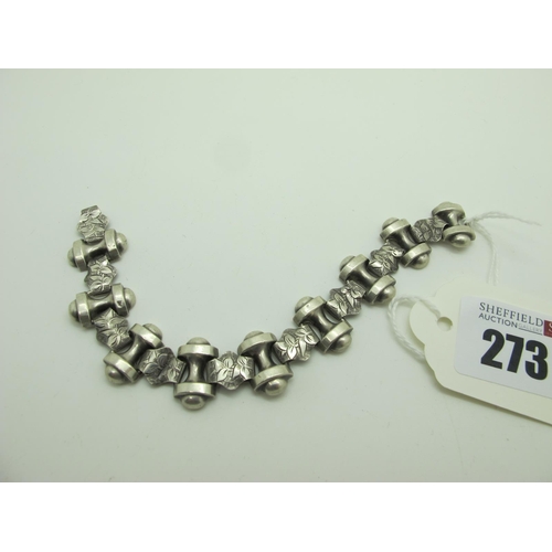 273 - A Victorian Part Chain, the decorative  hollow shaped links with engraved decoration (damage).