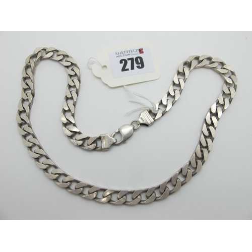 279 - A Solid Flat Curb Link Chain, stamped 