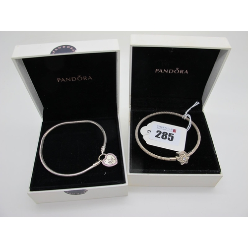 285 - Pandora; A Modern Bracelet, the snowflake clasp stamped 