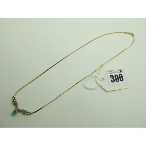 300 - A Modern Diamond Set Necklace, of shaped design, claw set to the front, on flat smooth link chain, s... 