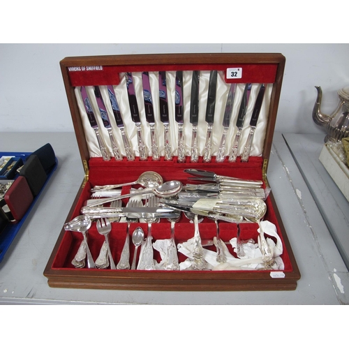 32 - Kings Pattern and Other Plated Cutlery, contained in a fitted canteen case.