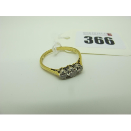 366 - An 18ct Gold Three Stone Diamond Ring, claw set with graduated brilliant cut stones (finger size P) ... 