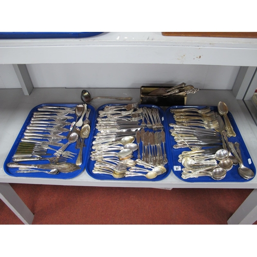 37 - A Canteen of Viners 'Buckingham' Plated Cutlery, including fishes knives and forks, ladle, etc; toge... 